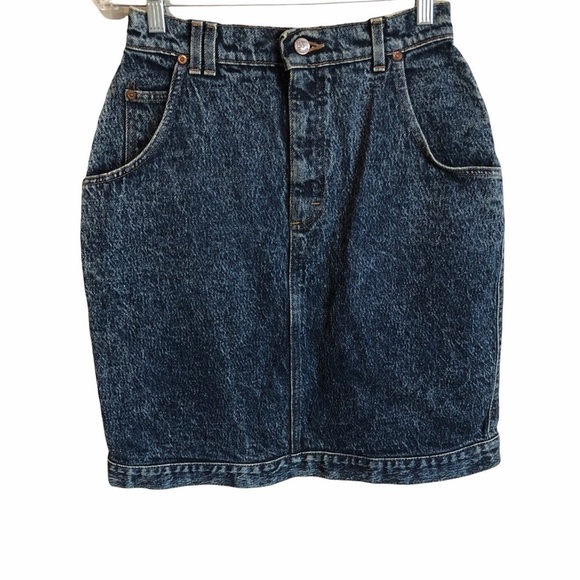 Vintage Lee Acid Washed Hi Rise Denim Skirt - Picture 1 of 9